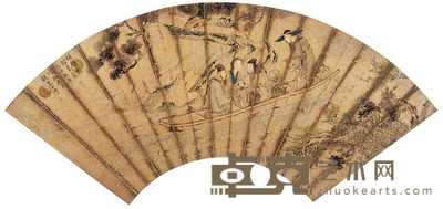钱慧安 1889年作 夜游图 扇面册页 17.5×49cm